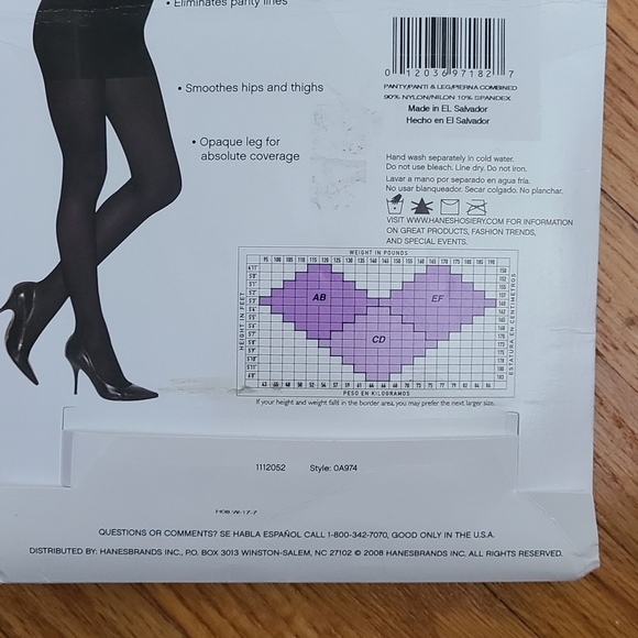 NWT Hanes Smooth Illusions  opaque tight, size EF, $4 if bundled - Picture 3 of 3